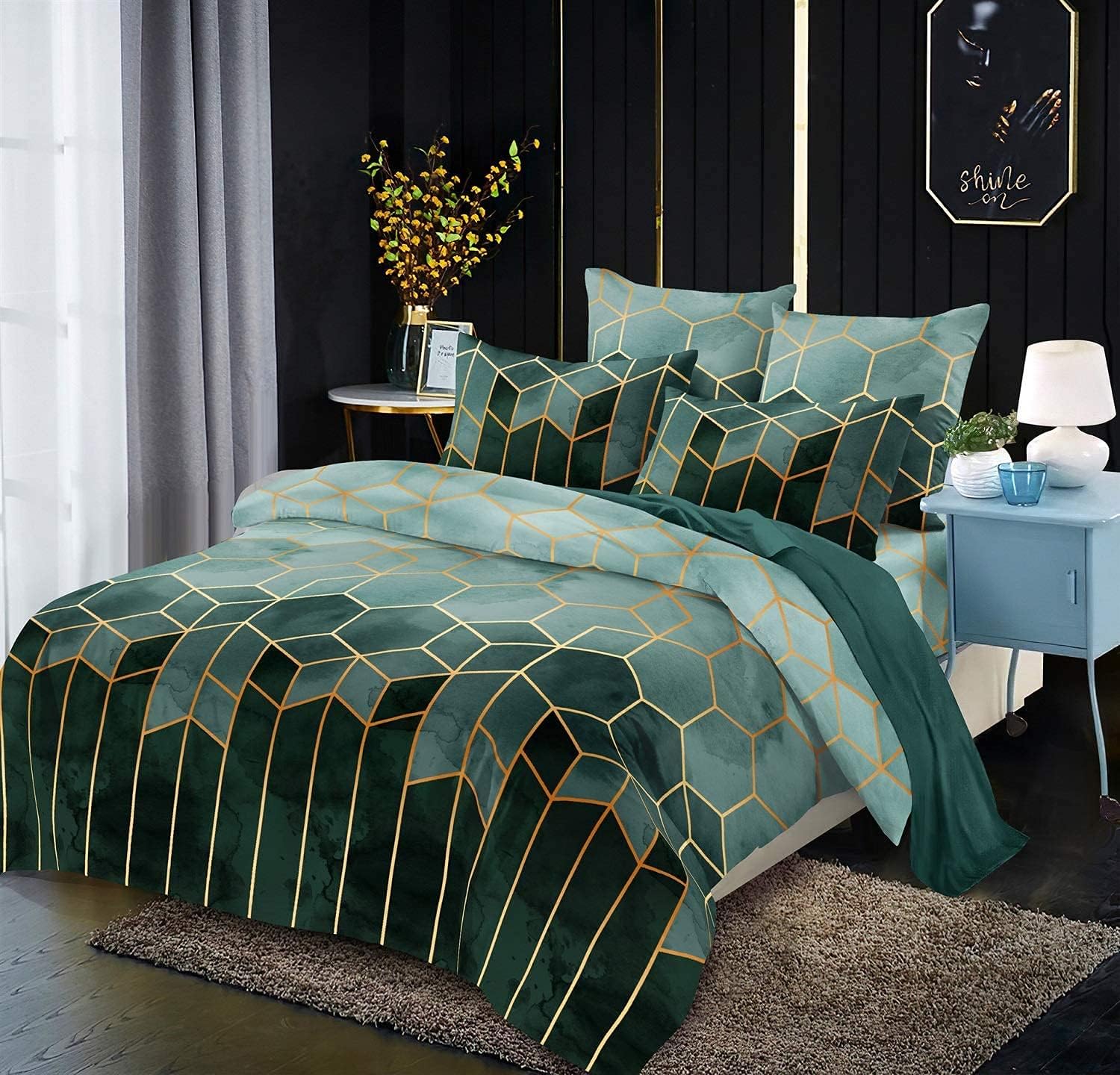Luofanfei Parure de lit 220x240 Vert Adulte 2 Personnes Sets de Housse de Couett
